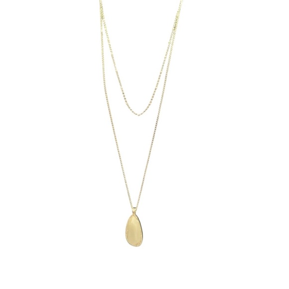 Jewelry - Teardrop Pendent Necklace -Silver Tone Cream Color Stones with Rhinestone Detail